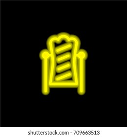 Mirror yellow glowing neon ui ux icon. Glowing sign logo vector