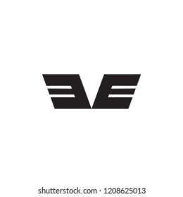 Mirrored E logo letter, VE letter with wing logo design