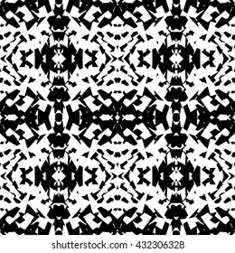 Mirrored geometric pattern. Repeatable. Monochrome.