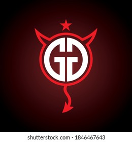 Mirrored and horizontal flipped of letter G in the circle shape with devil horn and tail ornament. Initial logo design template for gaming, hobby, and esport identity.