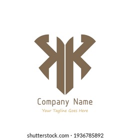 Mirrored letter K in the heart love shape for initial logo and business brand.