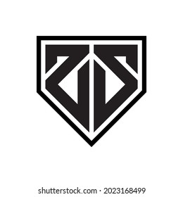 Mirrored letter S in the pentagonal shape outline for initial logo or brand identity.