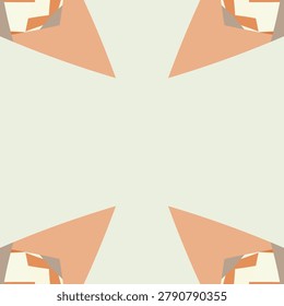Mirrored line-art composition in burnt sienna, warm taupe, beige, pale sage linework with warm rustic linen palette