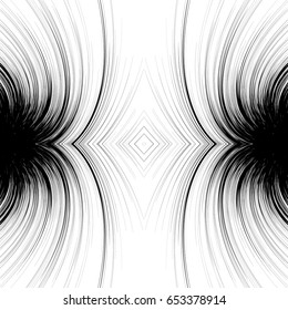 Mirrored symmetric abstract monochrome pattern, texture with spiral, swirls. abstract pattern in square format (Can be repeated)