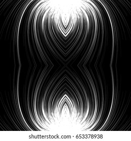 Mirrored symmetric abstract monochrome pattern, texture with spiral, swirls. abstract pattern in square format (Can be repeated)