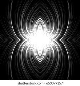 Mirrored symmetric abstract monochrome pattern, texture with spiral, swirls. abstract pattern in square format (Can be repeated)