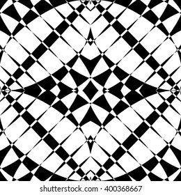 Mirrored symmetrical pattern. Geometric monochrome background. Tessellating, mosaic texture with high contrast.