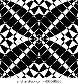 Mirrored symmetrical pattern. Geometric monochrome background. Tessellating, mosaic texture with high contrast.