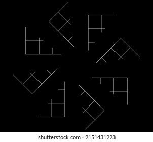Mirrored, tweaked irregular grid, mesh, grating and lattice geometric vector element, pattern, texture