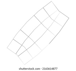 Mirrored, tweaked irregular grid, mesh, grating and lattice geometric vector element, pattern, texture
