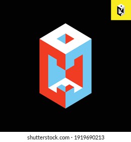 Mirrored twin Letter C monogram logo design in stylish 3D look art. Vector logo with red, white, blue color, in Eps 8.