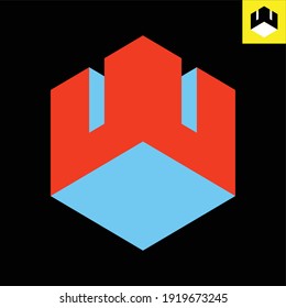 Mirrored twin Letter W monogram logo design in stylish 3D look art. Vector logo with red, white, blue color, in Eps 8.