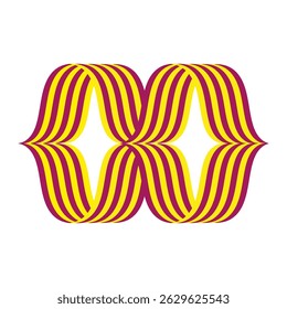 Ícone de onda espelhada. Contorno amarelo-vermelho. Vetor curvo abstrato. Elemento de projeto de simetria.