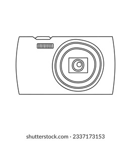 Mirrorless camera doodle, a hand drawn vector doodle drawing of a mirrorless camera, isolated on white background.