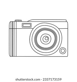Doodle de cámara sin espejos, dibujo de un doodle vector de mano de una cámara sin espejo, aislado en fondo blanco.