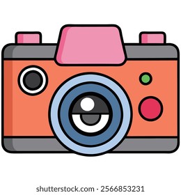 Mirrorless Camera flat vector illustration white background