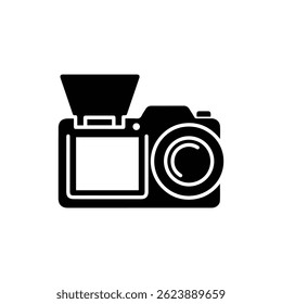 Mirrorless Camera with Flip Screen Icon - Black Filled Design