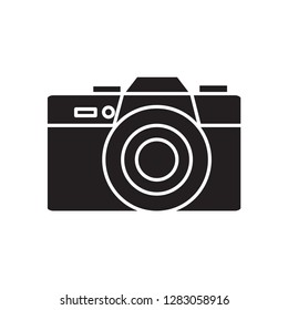 Mirrorless camera icon vector illustration, Solid design