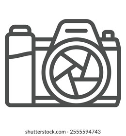 Mirrorless camera line icon, photography concept. Vector graphics. Photocamera sign on white background, outline style icon for mobile or web design