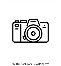 mirrorless camera outline icon.DSLR camera line illustration.