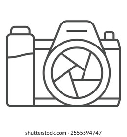 Mirrorless camera thin line icon, photography concept. Vector graphics. Photocamera sign on white background, outline style icon for mobile or web design