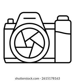 Mirrorless camera thin line icon, photography concept. Vector graphics. Photocamera sign on white background, linear style for mobile or design
