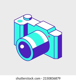 Mirrorless digital camera isometric vector icon illustration