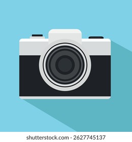 Mirrorless or DLSR digital camera with lens, Camera poster design element