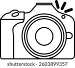Mirrorless DSLR camera icon design vector symbol illustration with blink notification