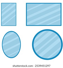 Mirrors with different shapes vector illustration.