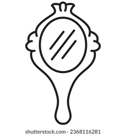 Mirrors with reflections.Antique accessory.Princes magical mirror.Hand drawn doodle mirror with crown.Mirror frame decorate border. Vector elements of a fairytale.Make up hand mirror for woman.