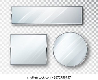 Mirrors set of different shapes isolated. Mirror frames or mirror decor interior vector illustration