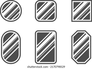 Mirrors, set of realistic mirrors isolated. A set of flat design mirrors in  frames. Vector illustration for cartoon design. Vector.