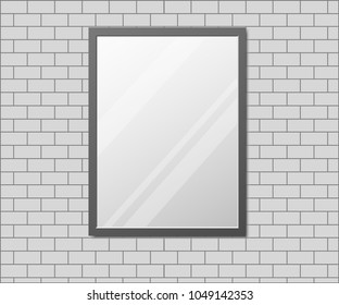 Mirrors vector illustration set on the wall brick vector 