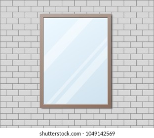 Mirrors vector illustration set on the wall brick vector 