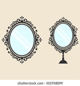 mirrors in vintage style on the background