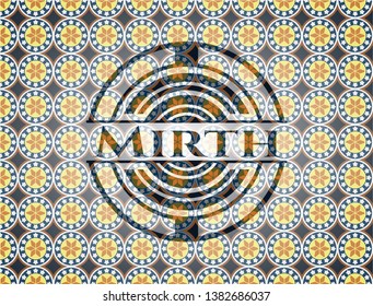 Mirth arabic badge background. Arabesque decoration.