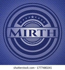 Mirth emblem with jean background. Vector Illustration. Detailed. 