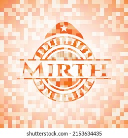 Mirth orange mosaic emblem with background 