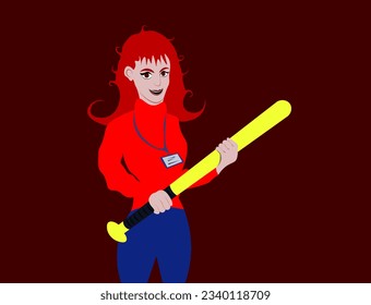 Mirthful Persian Woman with Baseball Bat