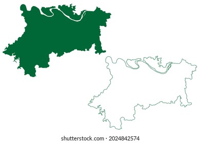 Mirzapur District (Uttar Pradesh State, Republic Of India) Map Vector Illustration, Scribble Sketch Mirzapur Map