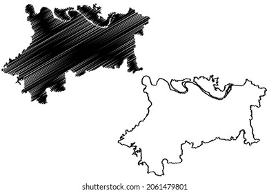 Mirzapur District (Uttar Pradesh State, Republic Of India) Map Vector Illustration, Scribble Sketch Mirzapur Map