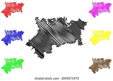 Mirzapur District (Uttar Pradesh State, Republic Of India) Map Vector Illustration, Scribble Sketch Mirzapur Map