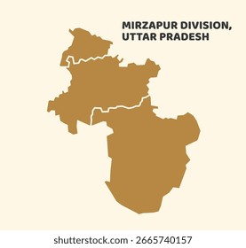Mapa de la división Mirzapur del estado de Uttar Pradesh, India
