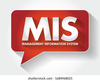 MIS - Management Information System acronym message bubble, business concept background