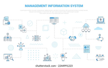 mis management information system concept with icon set template banner with modern blue color style