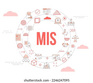 mis management information system concept with icon set template banner and circle round shape