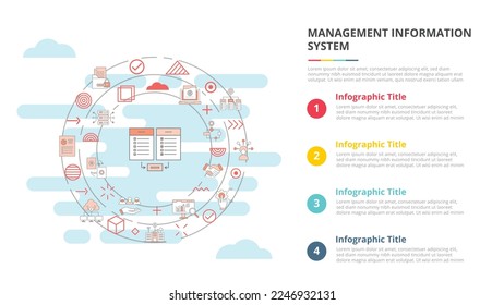 mis management information system concept for infographic template banner with four point list information