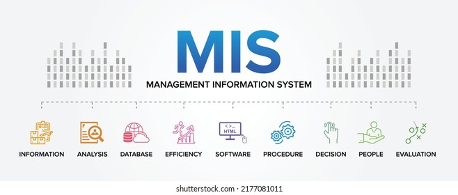 MIS - Management Information System Vector Icons Set Infographics Background.