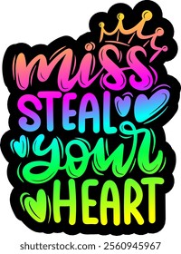 mis steal your heart valentines day colorful bright rainbow graphic design